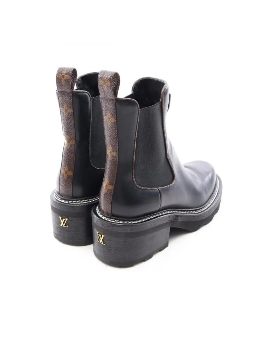 Louis Vuitton Boots Beaubourg Line Monogram Leather Canvas Side Gore